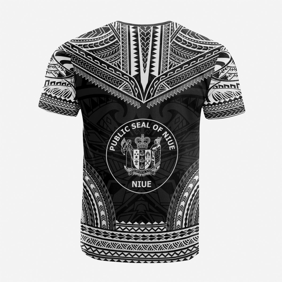 Niue Custom T Shirt Niue Seal Polynesian Chief Tattoo Black Version Unisex Black - Polynesian Pride
