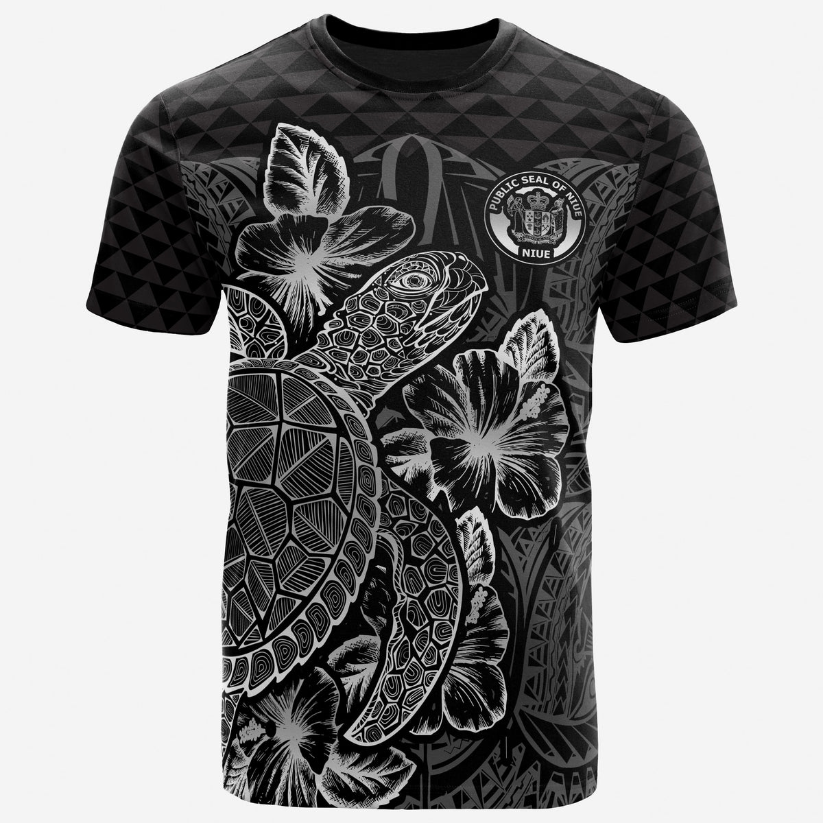 Niue T Shirt Niue Seal Turtle Hibiscus Black Unisex Black - Polynesian Pride