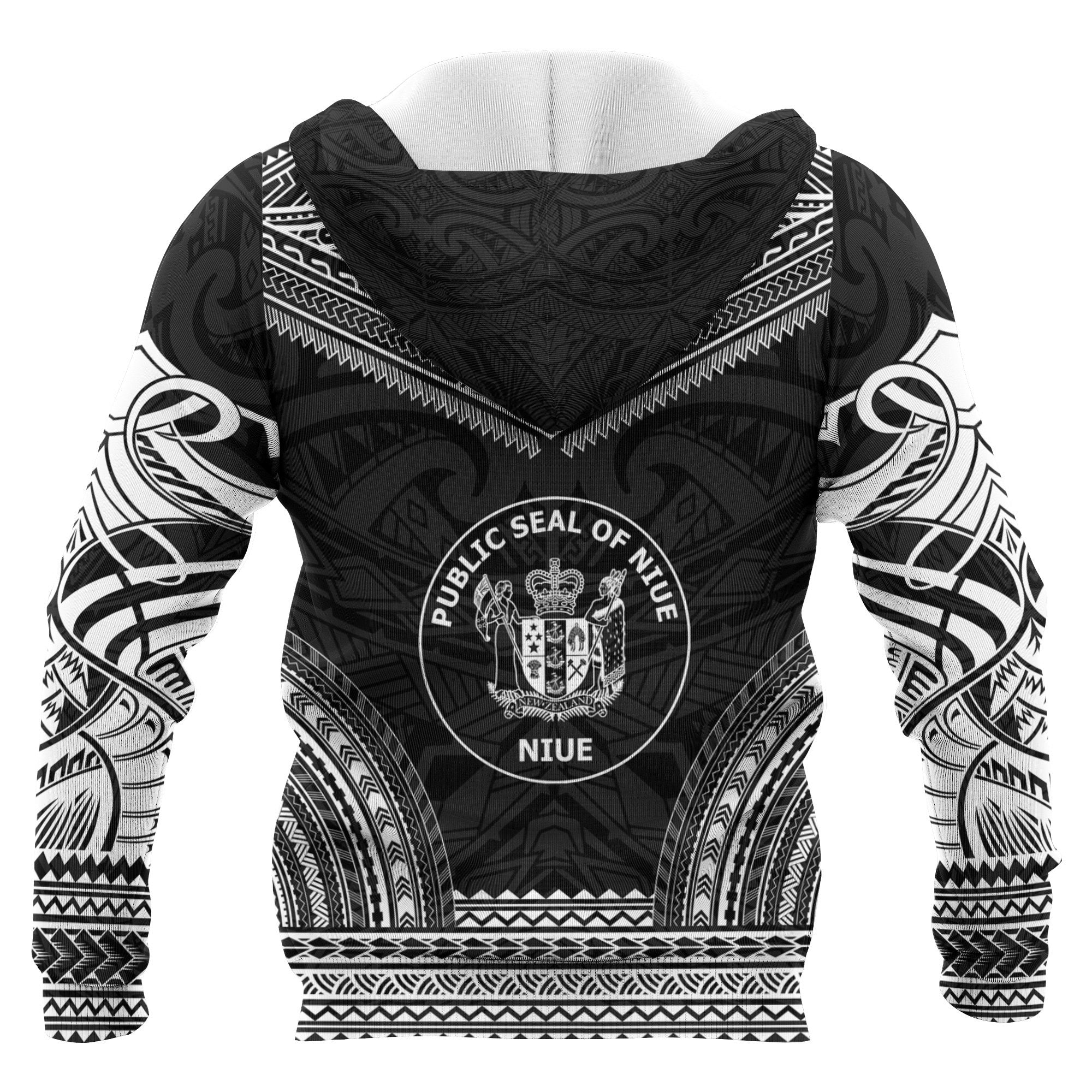 Niue Polynesian Chief Custom Hoodie Black Version Unisex Black - Polynesian Pride