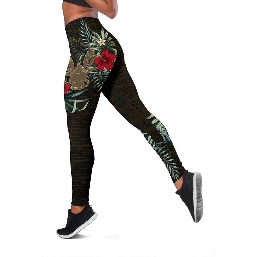 Niue Hibiscus Leggings A7 Black - Polynesian Pride