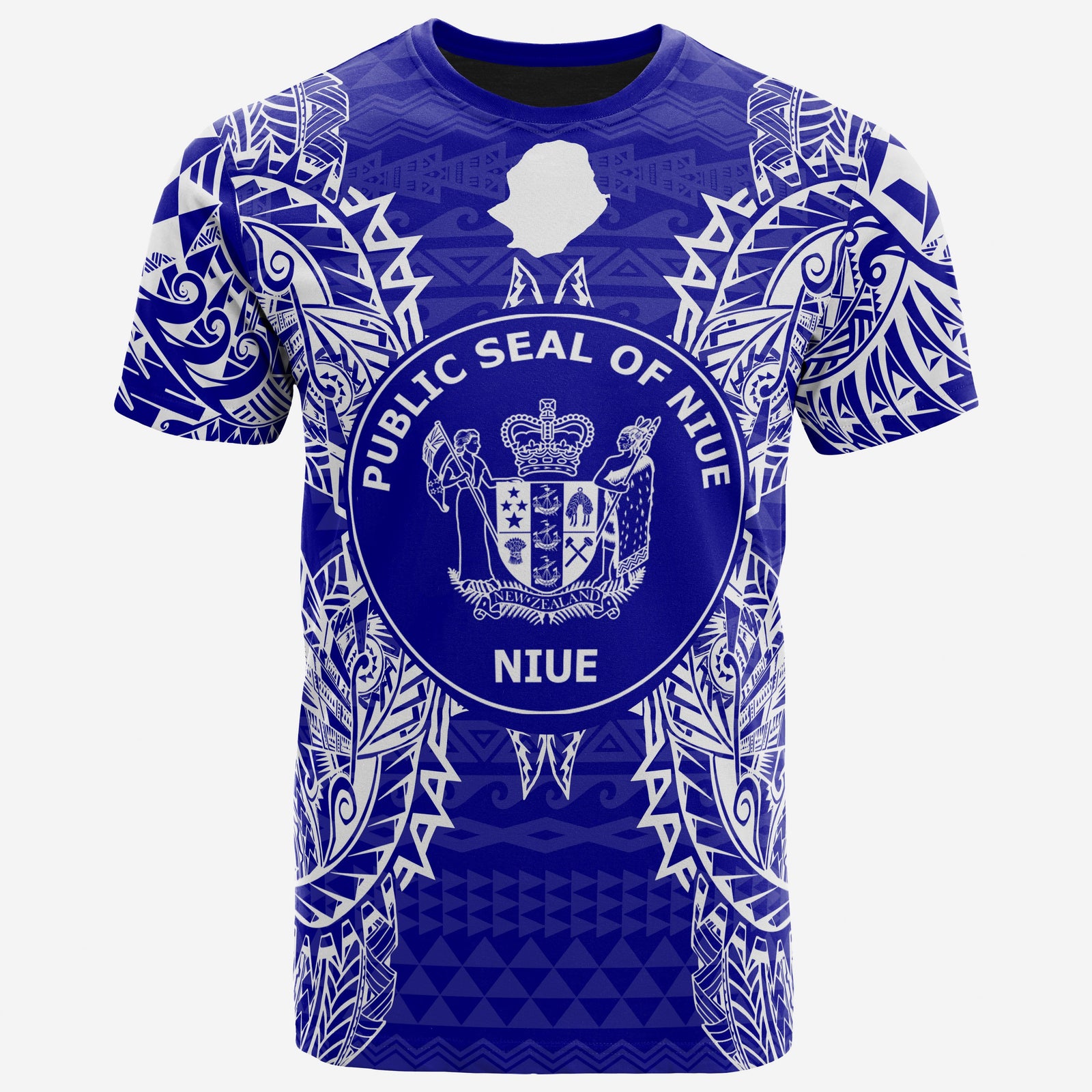 Niue All T Shirt Niue Seal Map Polynesian Tattoo Blue Unisex Blue - Polynesian Pride