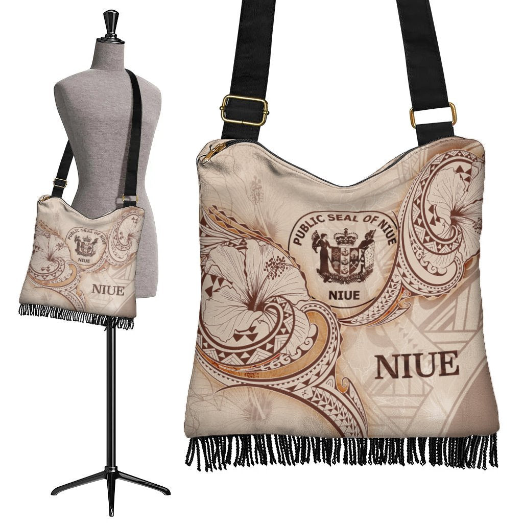 Niue Boho Handbag - Hibiscus Flowers Vintage Style - Polynesian Pride