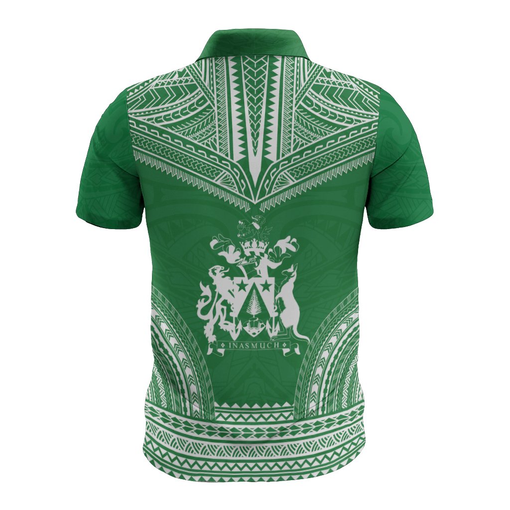 Norfolk Island Polo Shirt Coat Of Arms Polynesian Chief Tattoo Flag Version - Polynesian Pride