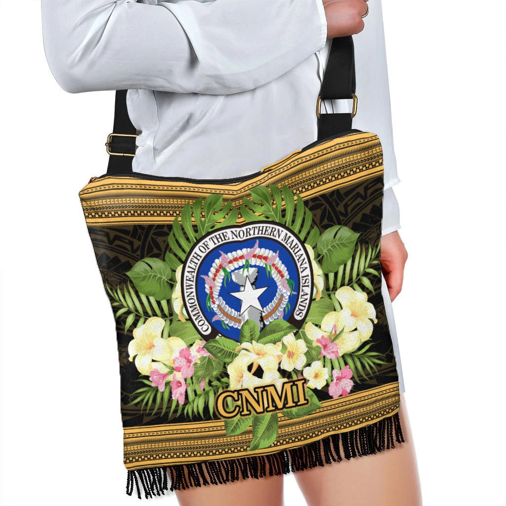 Northern Mariana Islands Boho Handbag - Polynesian Gold Patterns Collection - Polynesian Pride