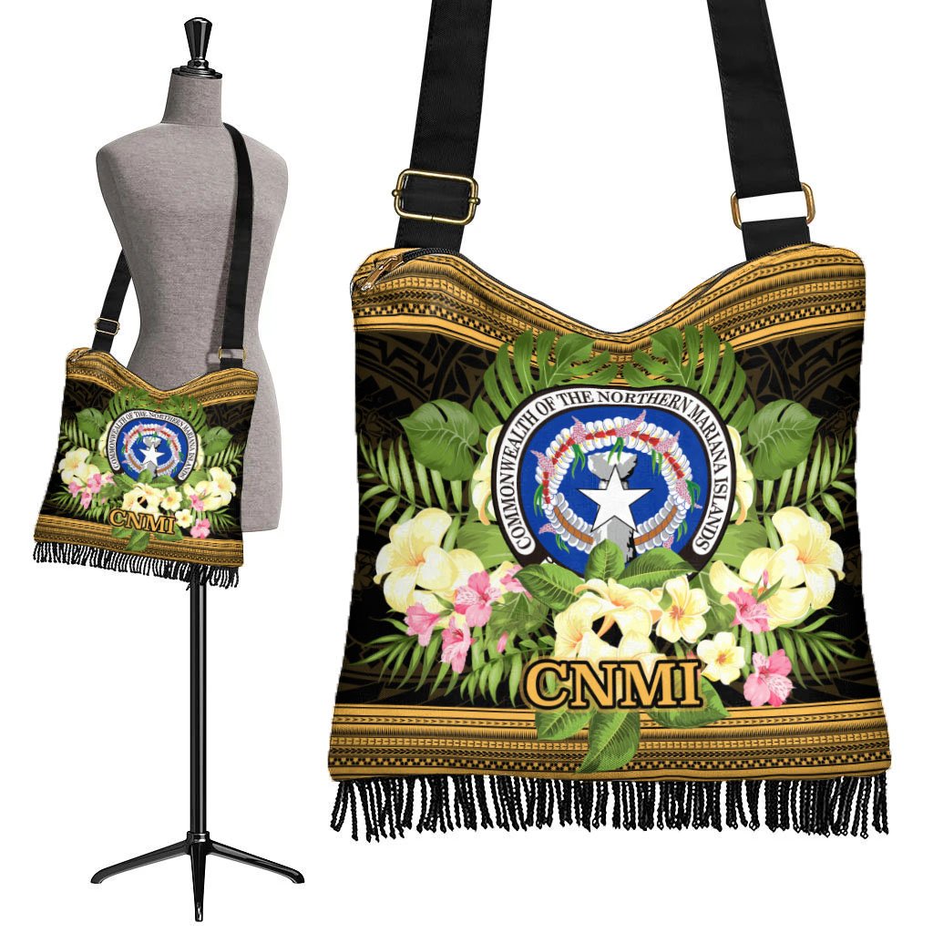Northern Mariana Islands Boho Handbag - Polynesian Gold Patterns Collection - Polynesian Pride
