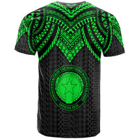 Northern Mariana Islands Custom T Shirt Polynesian Armor Style Green - Polynesian Pride