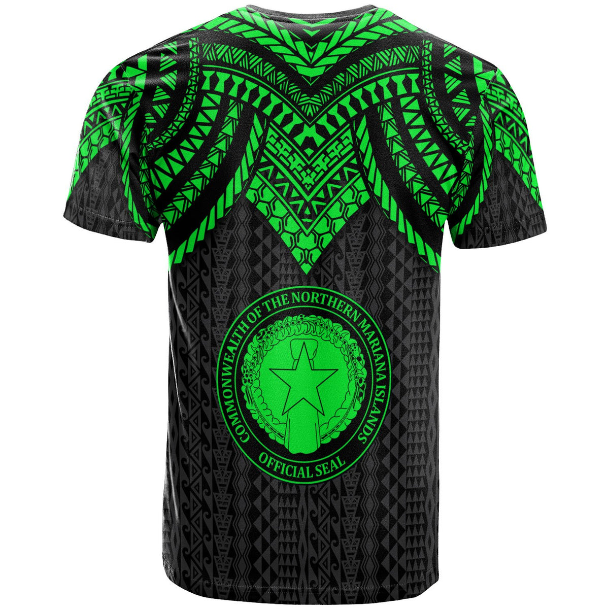 Northern Mariana Islands T Shirt Polynesian Armor Style Green - Polynesian Pride