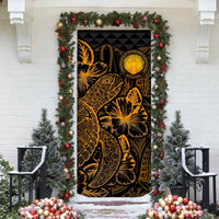 Northern Mariana Islands Door Cover Turtle Hibiscus Gold - Polynesian Pride