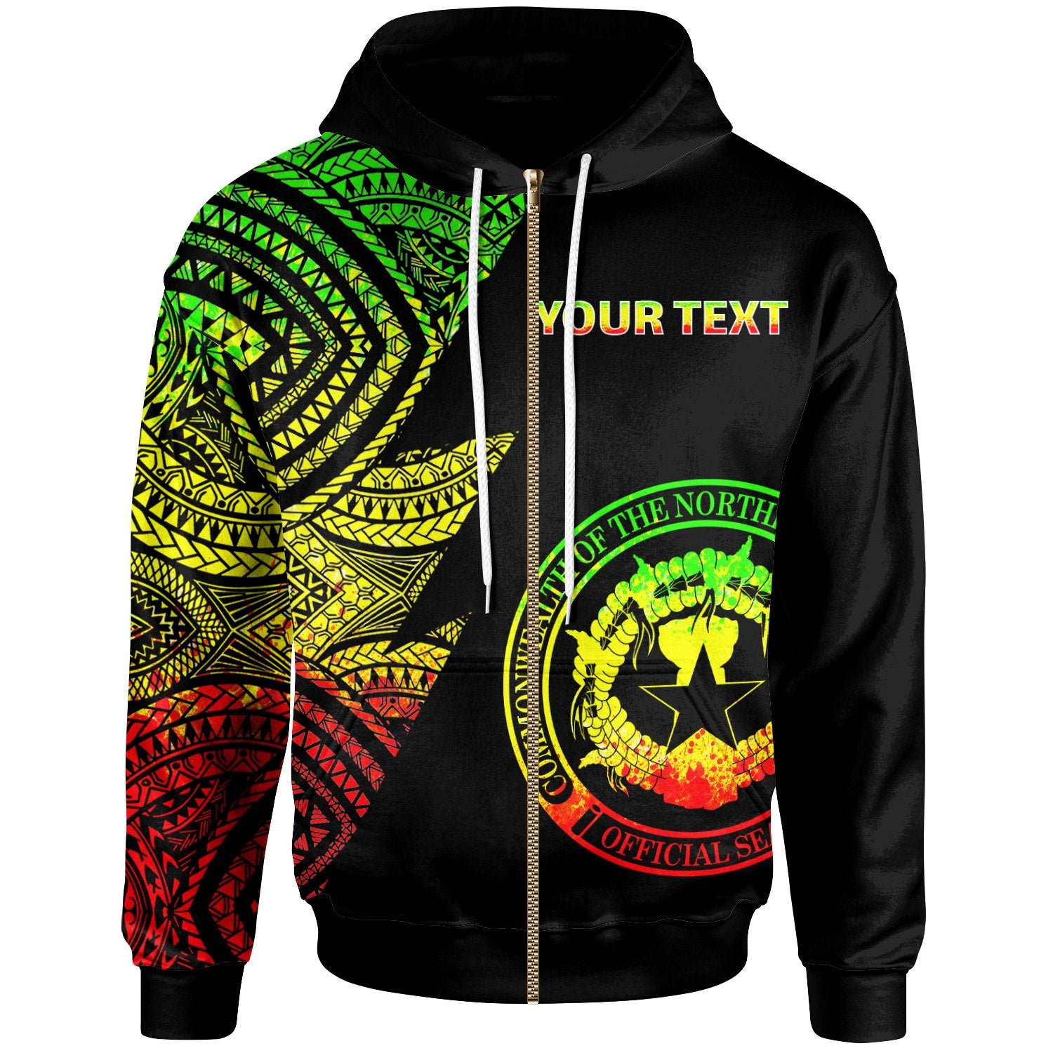 Northern Mariana Islands Custom Personalized Zip up Hoodie Flash Style Reggae Unisex Reggae - Polynesian Pride