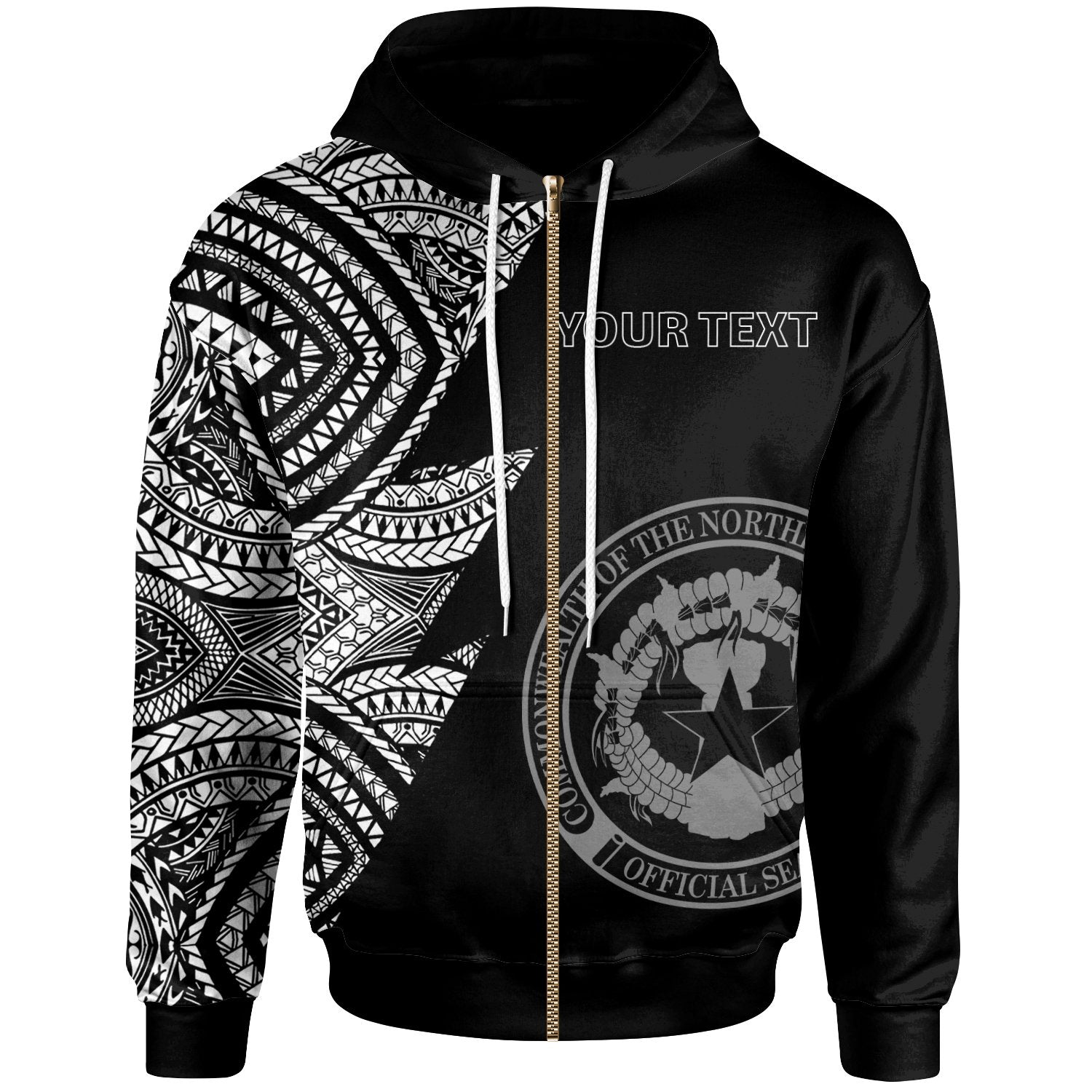 Northern Mariana Islands Custom Personalized Zip up Hoodie Flash Style White Unisex White - Polynesian Pride