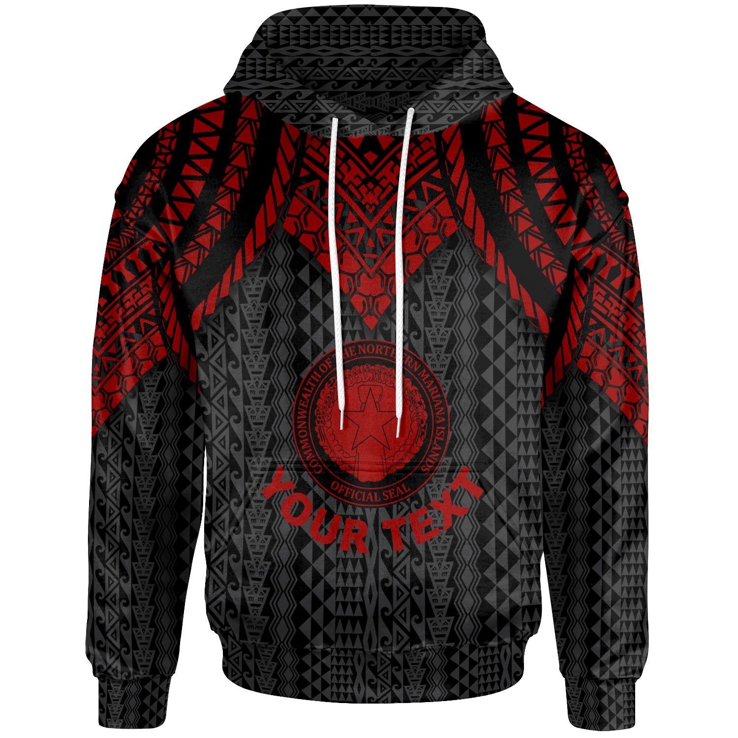 Northern Mariana Islands Custom Hoodie Polynesian Armor Style Red Unisex Red - Polynesian Pride