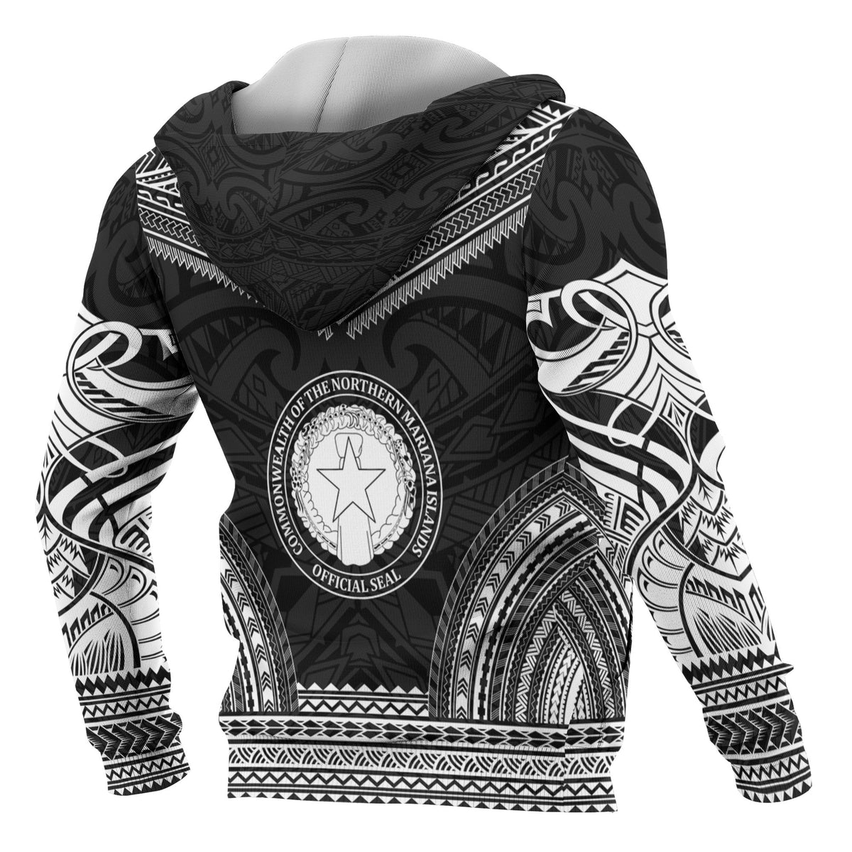 Northern Mariana Island Polynesian Chief Custom Zip up Hoodie Black Version - Polynesian Pride