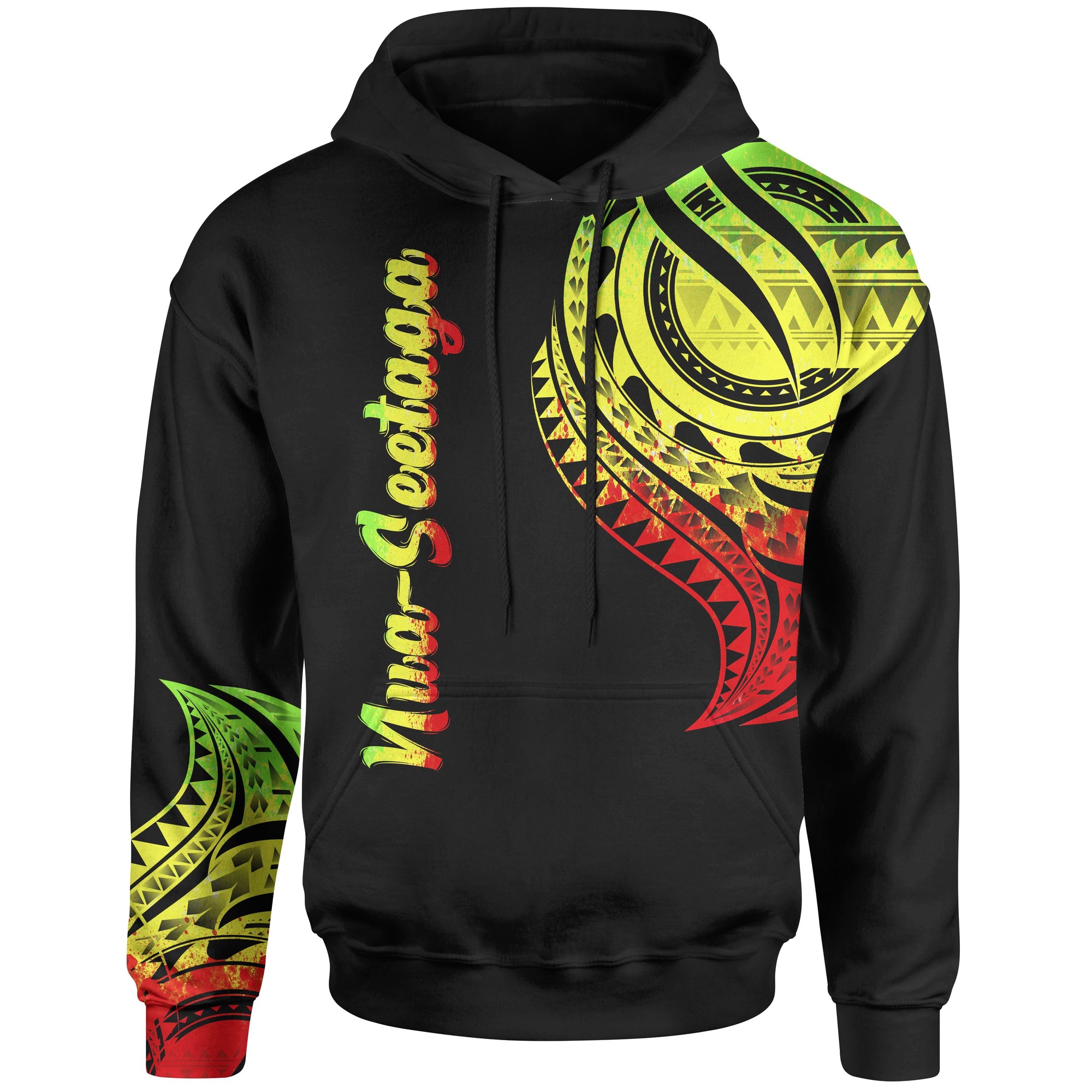 American Samoa Hoodie Nua Seetaga Tatau Polynesian Patterns Unisex Black - Polynesian Pride