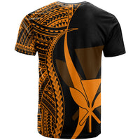 Hawaii Custom T Shirt Kanaka Maoli Orange Polynesian Tentacle Tribal Pattern - Polynesian Pride