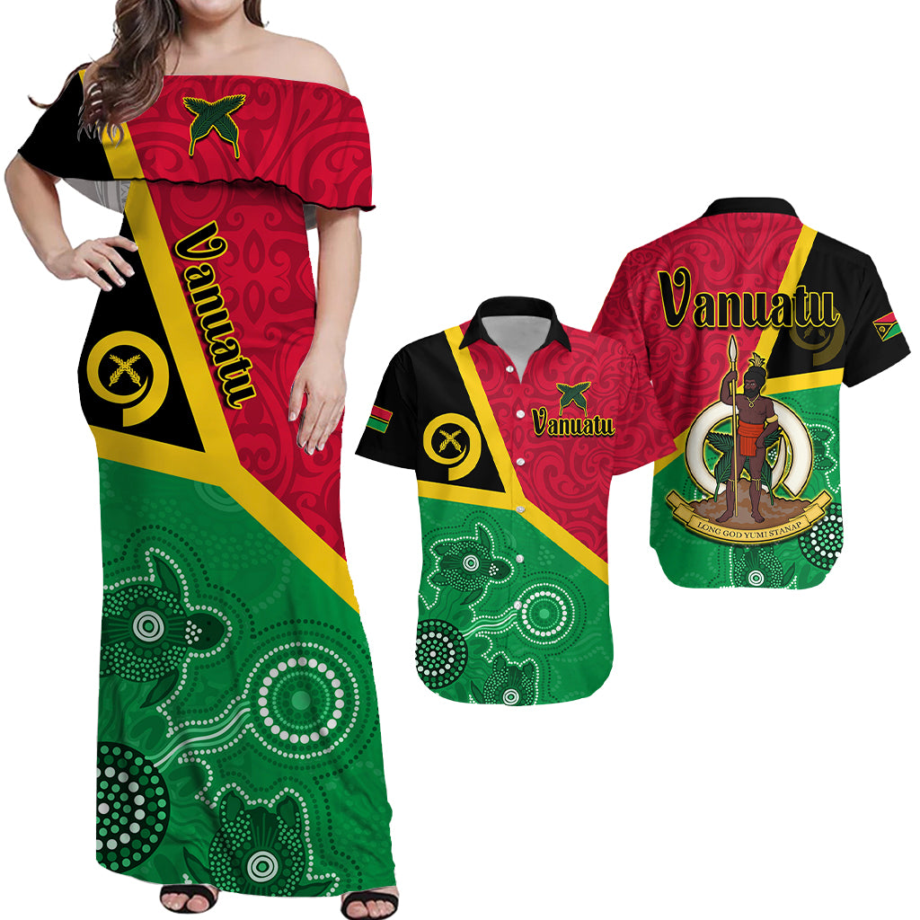 Vanuatu Matching Hawaiian Shirt and Dress Aboriginal Turtle Mix Sand Drawing LT13 Red - Polynesian Pride