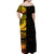 Marquesas Islands Tiki Off Shoulder Long Dress Gradient Marquesan Tattoo LT13 - Polynesian Pride