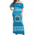 Lavengamalie College Tonga Off Shoulder Long Dress Tongan Pattern LT13 Long Dress Blue - Polynesian Pride