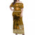 Custom Bula Fiji Matching Hawaiian Shirt and Dress Fijian Tapa Patterns with Palm Tree Gold LT13 - Polynesian Pride