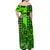 (Custom Personalised) Hawaii Flowers Off Shoulder Long Dress Green Tribal Pattern Hawaiian LT13 - Polynesian Pride