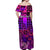 (Custom Personalised) Hawaii Flowers Off Shoulder Long Dress Purple Tribal Pattern Hawaiian LT13 - Polynesian Pride