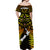 Aotearoa Fern Off Shoulder Long Dress New Zealand Hei Tiki Gold Style LT13 - Polynesian Pride