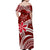 (Custom Personalised) Hawaii Flowers Wave Off Shoulder Long Dress Kanaka Maoli Red Polynesian LT13 - Polynesian Pride