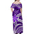 (Custom Personalised) Hawaii Flowers Wave Off Shoulder Long Dress Kanaka Maoli Purple Polynesian LT13 - Polynesian Pride