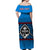 (Custom Personalised) Guam Chamorro Off Shoulder Long Dress Latte Stone Blue Polynesian Haligi LT13 - Polynesian Pride