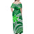 (Custom Personalised) Hawaii Flowers Wave Off Shoulder Long Dress Kanaka Maoli Green Polynesian LT13 - Polynesian Pride