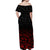 (Custom Personalised) New Zealand Off Shoulder Long Dress Maori Pattern Red LT13 - Polynesian Pride