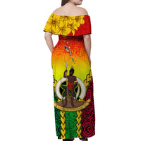 Vanuatu Indigenous Off Shoulder Long Dress Proud To Be Ni - Vanuatu Polynesian Flowers LT13 - Polynesian Pride