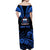 (Custom Personalised) Samoa Tatau Off Shoulder Long Dress Blue Polynesian Ula Nifo LT13 - Polynesian Pride