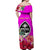 (Custom Personalised) Guam Chamorro Off Shoulder Long Dress Latte Stone Flowers Style Pink LT13 - Polynesian Pride