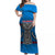 (Custom Personalised) Guam Chamorro Off Shoulder Long Dress Latte Stone Blue Polynesian Haligi LT13 Women Blue - Polynesian Pride