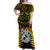 Aotearoa Fern Off Shoulder Long Dress New Zealand Hei Tiki Gold Style LT13 Women Gold - Polynesian Pride