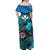 The Shaka Hawaii Off Shoulder Long Dress Tropical Flowers Blue Version LT13 - Polynesian Pride