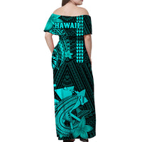 (Custom Personalised) Hawaii Off Shoulder Long Dress Kakau Kanaka Maoli Combine Polynesian Shark Ver.04 LT14 - Polynesian Pride