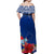 (Custom Personalised) Guam Chamorro Off Shoulder Long Dress Guaman Latte Stone Tropical Flowers Blue Version LT14 - Polynesian Pride