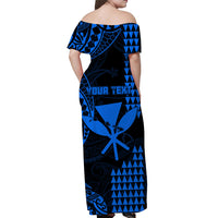 Custom King Kamehameha Matching Hawaiian Outfits For Couples with Polynesian Tribal Blue LT13 - Polynesian Pride