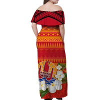 French Polynesia Off Shoulder Long Dress Happy Internal Autonomy Day Special Version LT14 - Polynesian Pride