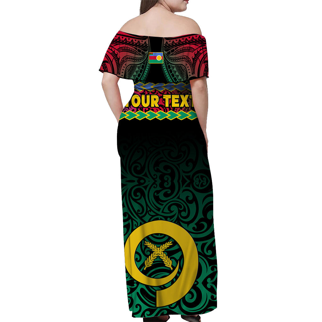 (Custom Personalised) Shefa Province Off Shoulder Long Dress Vanuatu Pig Tusk Polynesian Flag Style LT14 - Polynesian Pride