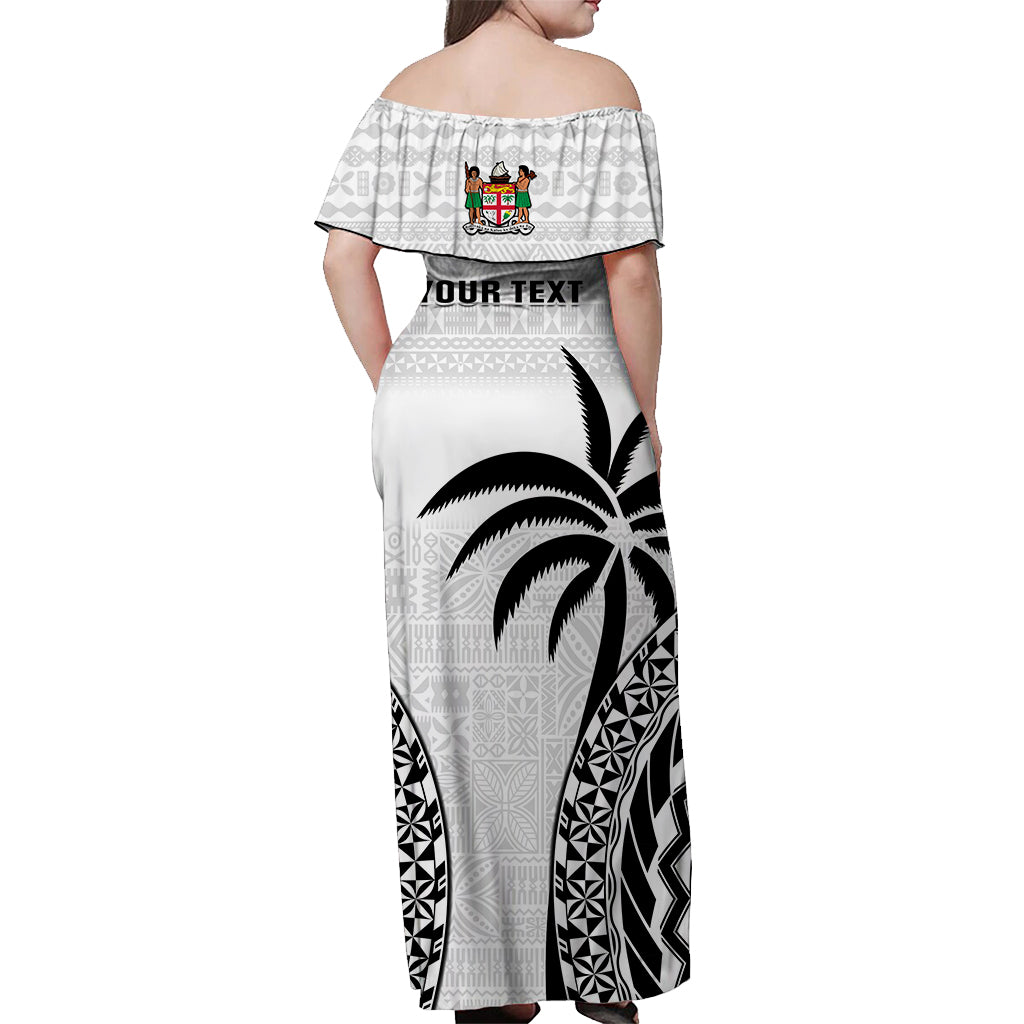 Custom Fiji University Matching Hawaiian Shirt and Dress Fijian Tapa Pattern White LT14 - Polynesian Pride