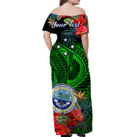 (Custom Personalised) Federated States of Micronesia Off Shoulder Long Dress Hibiscus Flowers FSM Seal Polynesian Ver.02 LT14 - Polynesian Pride