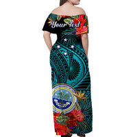 (Custom Personalised) Federated States of Micronesia Off Shoulder Long Dress Hibiscus Flowers FSM Seal Polynesian Ver.03 LT14 - Polynesian Pride
