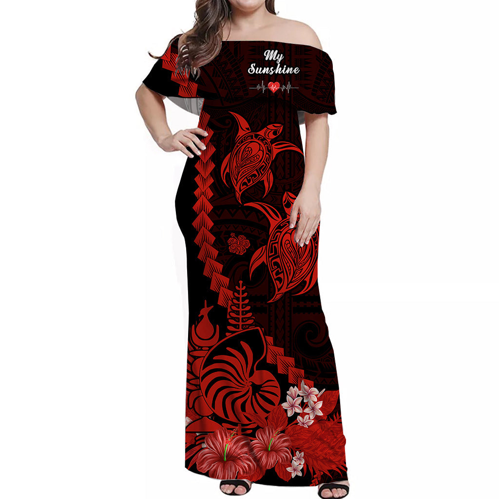Custom New Caledonia Valentine Couple Matching Dress and Hawaiian Shirt My Sunshine Polynesia Turtle Red LT14 - Polynesian Pride