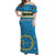 (Custom Personalised) Sanma Province Off Shoulder Long Dress Vanuatu Pig Tusk Polynesian Flag Style LT14 Women Blue - Polynesian Pride