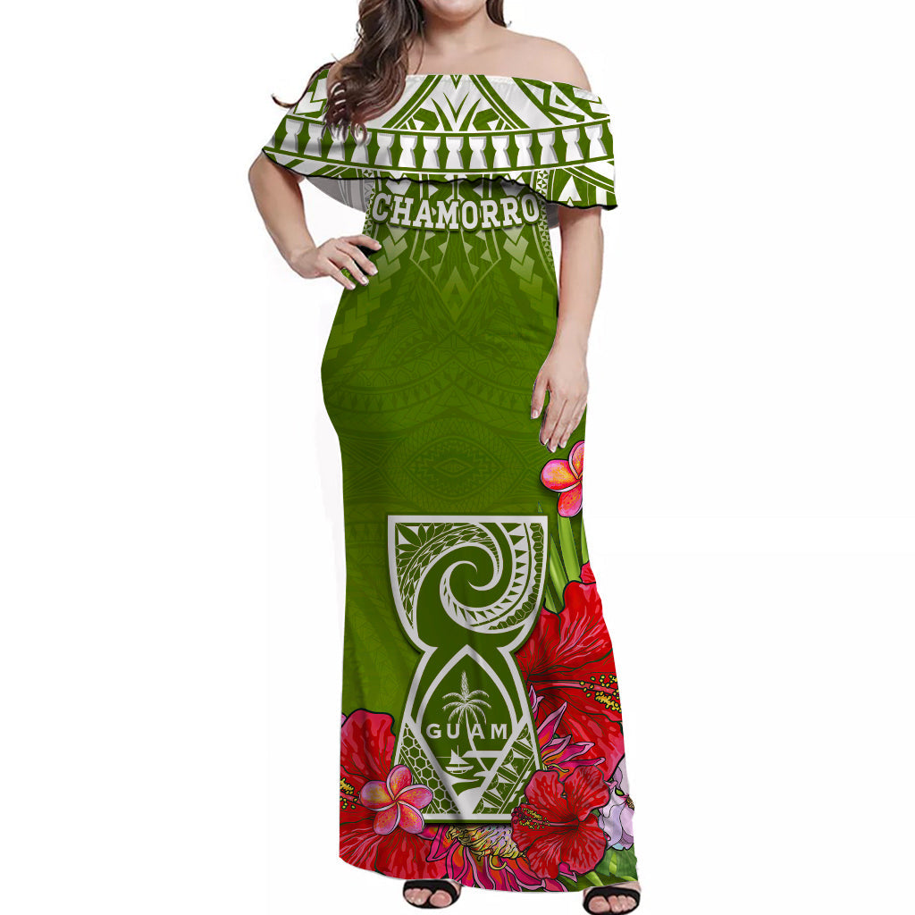 Custom Guam Chamorro Matching Hawaiian Shirt and Dress Guaman Latte Stone Tropical Flowers Green Version LT14 - Polynesian Pride