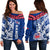 (Custom Text and Number) Toa Samoa Rugby Off Shoulder Sweater Siamupini Ula Fala Blue LT13 Women Blue - Polynesian Pride