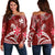 (Custom Personalised) Hawaii Flowers Wave Off Shoulder Sweater Kanaka Maoli Red Polynesian LT13 Women Red - Polynesian Pride