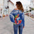 (Custom Personalised) Guam Chamorro Off Shoulder Sweater Guaman Latte Stone Tropical Flowers Blue Version LT14 - Polynesian Pride